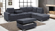 Velvet Reversible Sectional Sofa with Ottoman - 2620